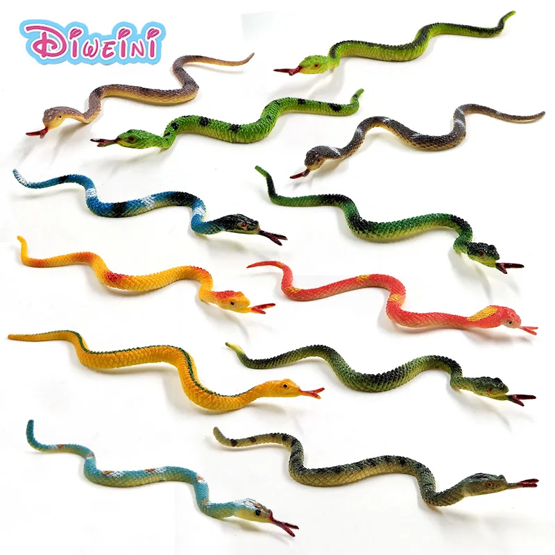 12pcs Simulation Mini Snake Crocodiles Animal Model Lifelike Action Figure Diy Home Decor Gift For Kids Toys Children Boys Girls