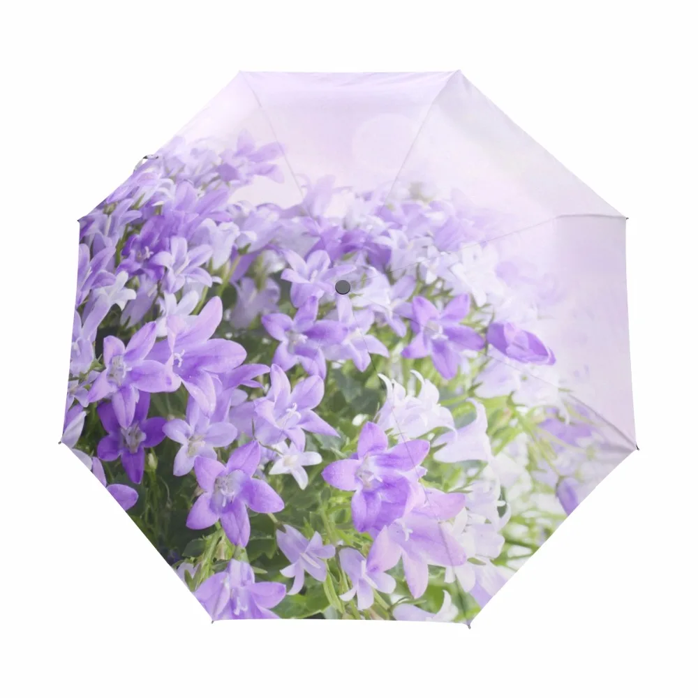 Women Flower Umbrella Anti UV Protection Sun Umbrella Purple Ladies Backpack Full Automatic Umbrella 100% Polyester Waterproof