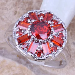 Smooth Red Garnet Silver Plated Women's Jewelry Ring Size 5 / 6 / 7 / 8 / 9 R0787