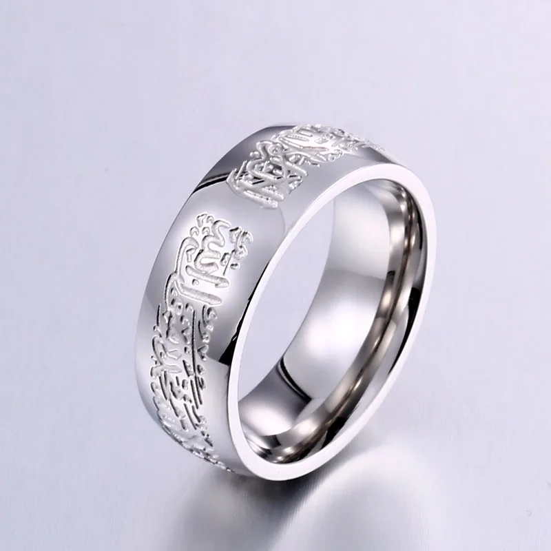 Steel soldier four color Sanskrit language good luck men stainless steel ring simple trendy jewelry