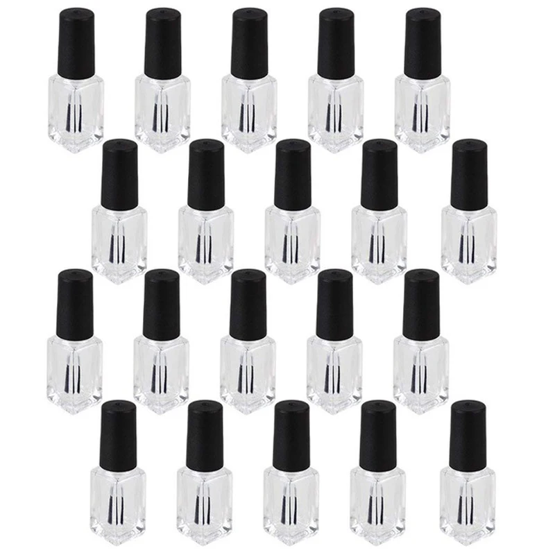 

Black Cap Clear Glass 4ml Refillable Empty Nail Polish Bottles Container Pack of 20