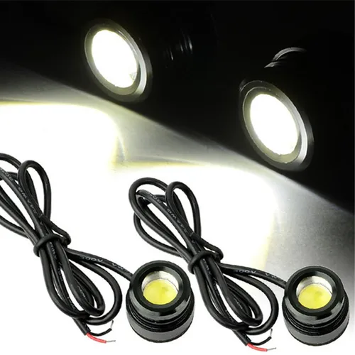 Luces Led de circulación diurna para coche, luces antiniebla impermeables de 12V, 6000K, con estilo de señal de aparcamiento, 2 piezas, color blanco, Ojo de águila, 23mm