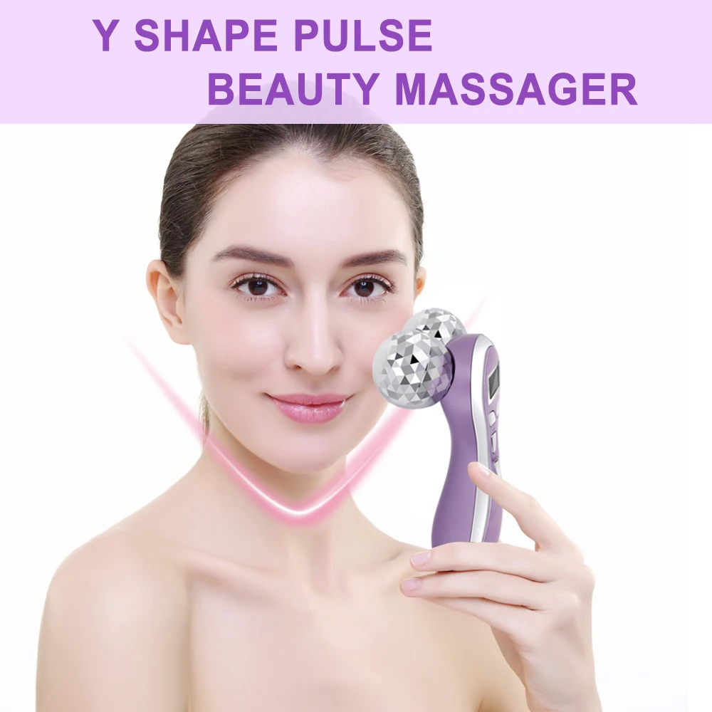 Micro-current Vibration Massager 4D Roller Facial Massager Y Shape Rotating V Face Lifting Face Massage Skin Tighten Machine