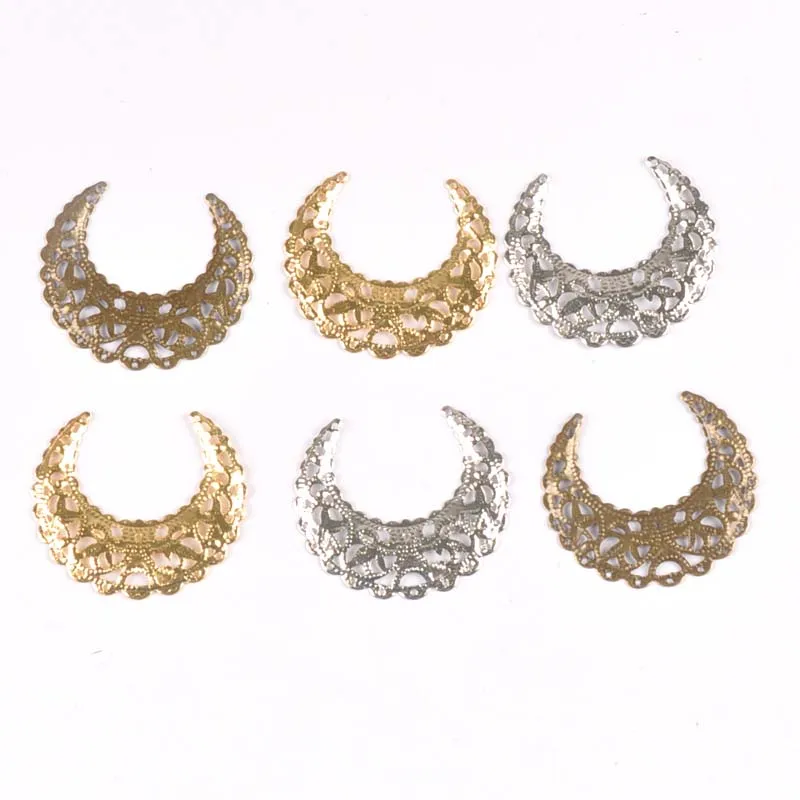 20pcs Filigree Flower Wraps Connector Ancient  Flatback Metal Embellishments Scrapbooking For Jewelry Findings 43x38mm YKL0740