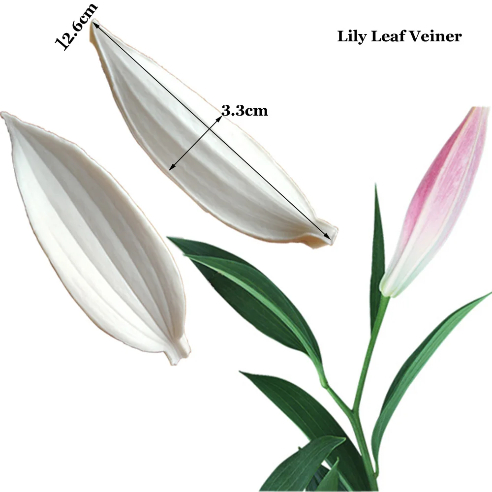 Lily  Leaves Silicone Veiner Flower Veiners Silicone Molds Fondant Sugarcraft Gumpaste Clay Water Paper Cake Decorating CS250