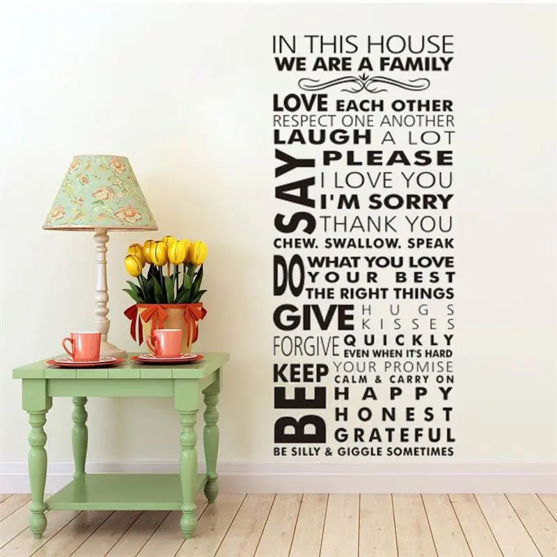 In This House Family Quote Wall Sticker Home Family Rules Vinyl Wall Decal Love Each Other Quote Wall Poster Home Decor AZ262