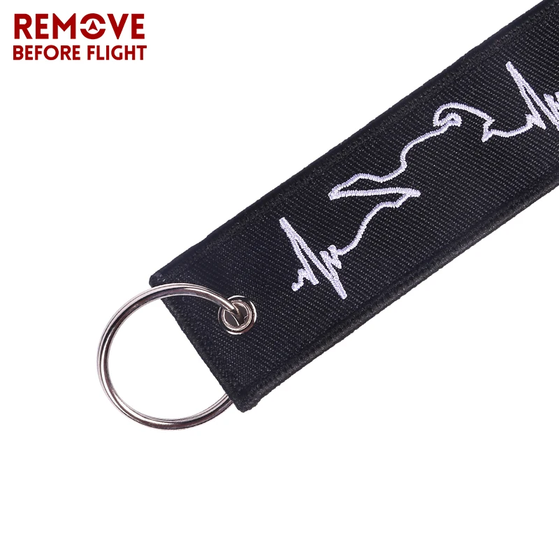 Embroidery Key Fobs Jewelry Fashion Biker Heartbeat Keychain Motorcycles and Cars Fashionable Chain Keychain for Biker Lovers