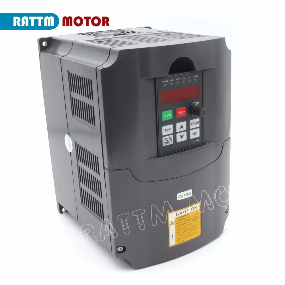 อินเวอร์เตอร์ความถี่ VFD Huan Yang ยี่ห้อ4KW 220V หรือ380V 4HP 18A แกนมอเตอร์ควบคุมความเร็วสำหรับ CNC มิลลิ่ง