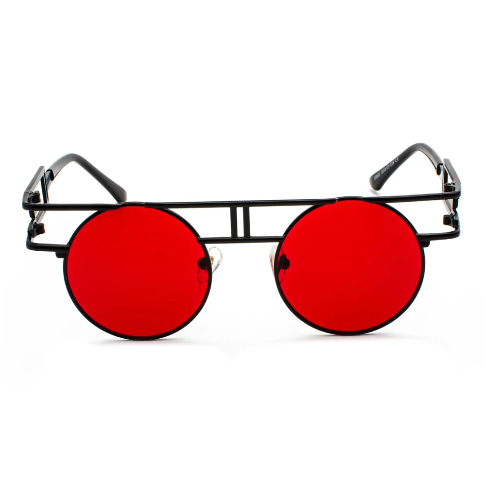 Peekaboo vintage gotyckie okulary przeciwsłoneczne w stylu steampunk mężczyźni retro okrągła metalowa ramka żółte czerwone koło okulary przeciwsłoneczne dla kobiet unisex uv400 — zdjęcie 3