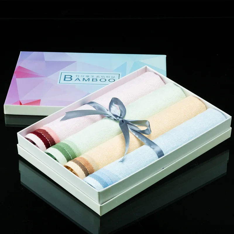 

customized cardboard Bamboo Fiber Hand Towel - 4piece/set Microfiber Towel Absorbent Plush Travel Towel Soft Face Cloth