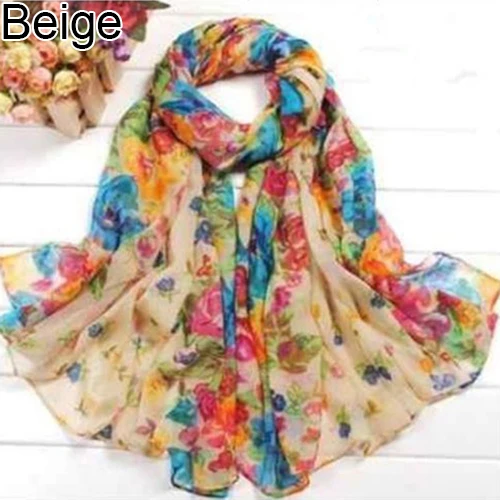 Fashion Women Flower Floral Print Soft Long Wrap Scarf Stole Shawl Xmas Gift