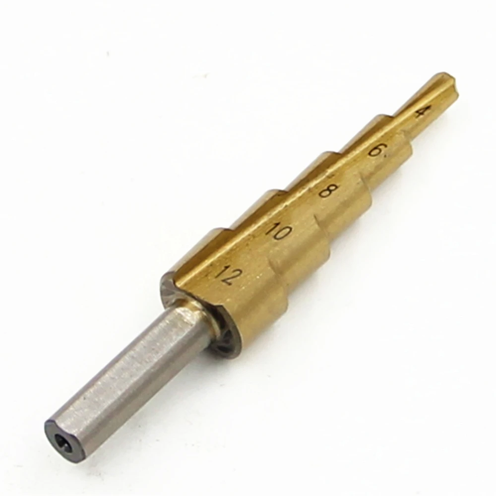 HSS Step Drill Bits 4mm-12mm Straight flute Power Tools Triangular handle Wholesale Price 5 steps metal Drilling Titanium