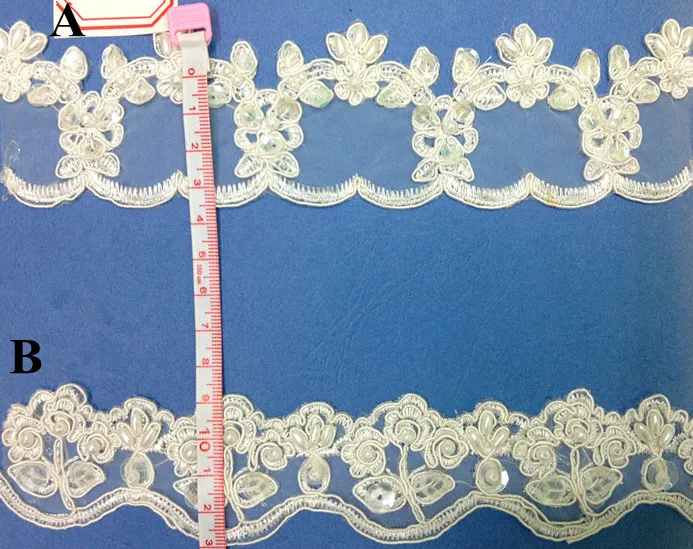 

FREE SHIPPING 5cm/4.2cm organdy polyester embroidery framed beaded and sequined veil dress lace trim,XERY-Z751/Z752