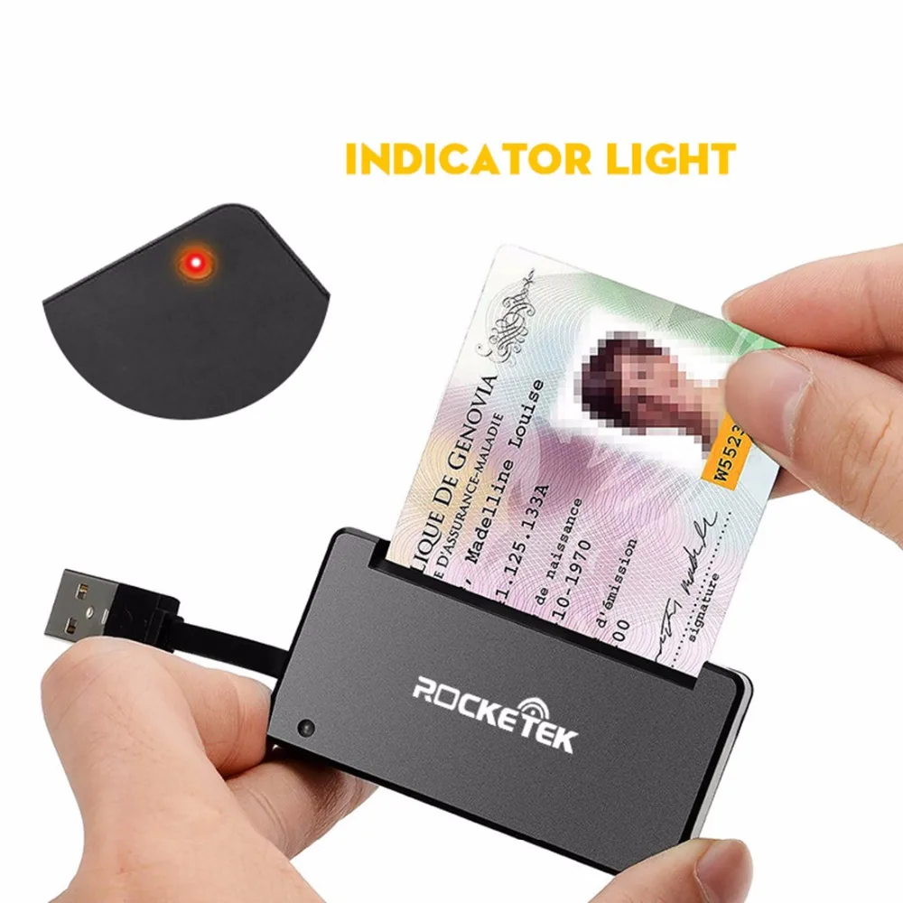 ROCKETEK SCR3 CAC ID SIM Chip Smart Card Reader USB 2.0 Suit for CAC (Universal Access Card) Government ID National ID Card images - 6