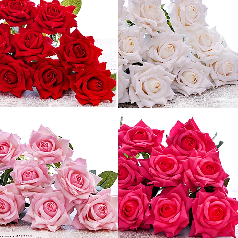 

High quality rose artificial flowers rose silk flowers home decoration artificial flowers for wedding 5pcs/set Free Shipping