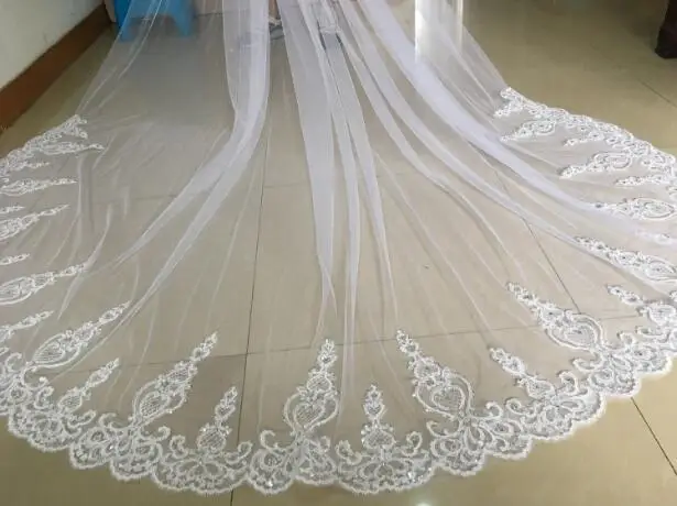 Voile de mariage blanc ivoire de 3 mètres, Long avec bord en dentelle, avec peigne, accessoires de mariage