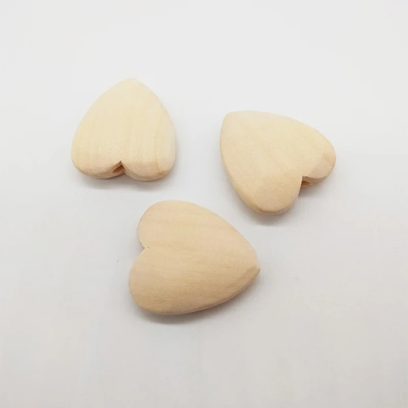 10Pcs/Pack Heart-shaped Wood Spacer Bead Natural Wood Color Eco-Friendly Wooden Beads DIY Jewelry Making handmade