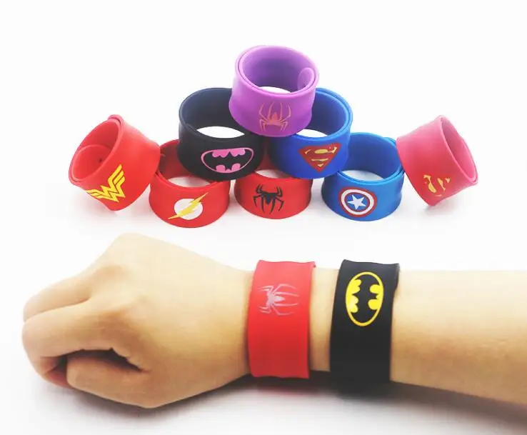 20pcs/lot 2.5cm Funny Heros Silicone Sports Wristband Male Boy Kids Party Costume Birthday Party Takeaways Favor Gift