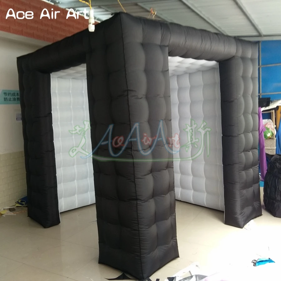 2.4m oxford fabric black outside inflatable photo booth with 2 bigger doors both in 1.2 m Wide for entry