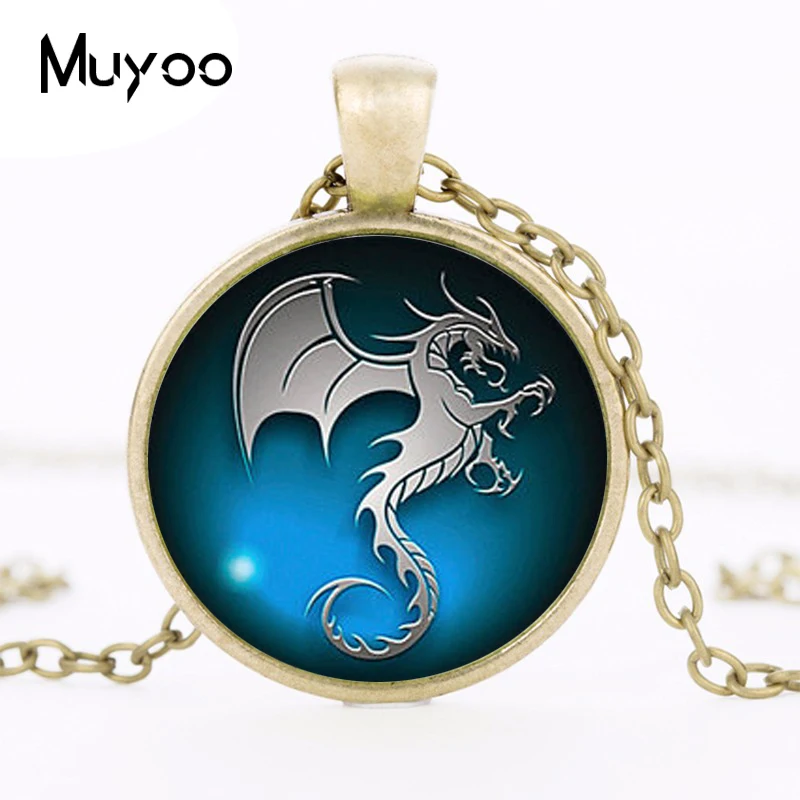 2017 new hot DRAGON Pendant dragon necklace Charm Fantasy blue dragon jewelry Handmade Long Photo Dragon Necklace gifts 2015 HZ1