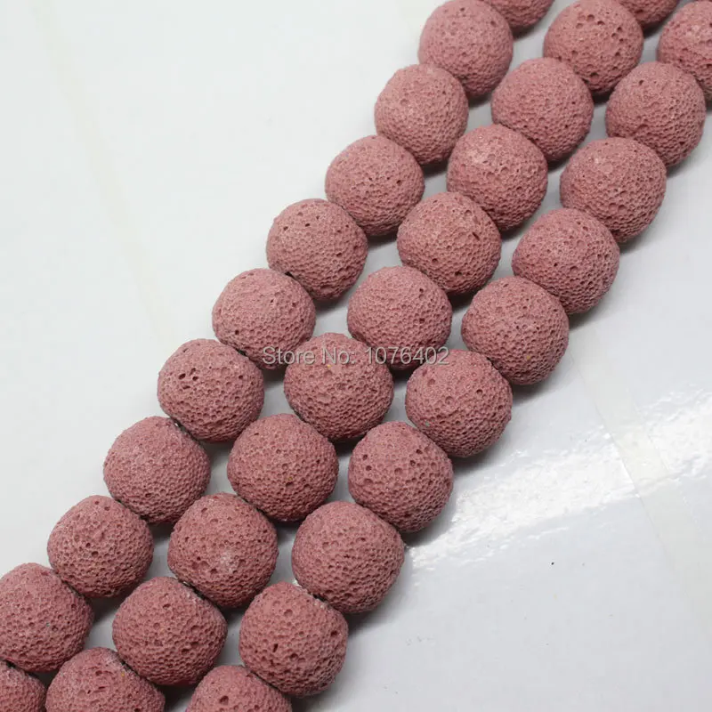 

Mini. order is $7! 14mm Light Red Volcanic Lava Stone Round Loose Beads 15"