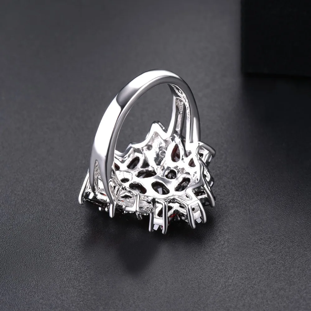 Hutang 5.26ct Cluster Garnet Women\'s Ring Solid 925 Sterling Silver Natural Red Gemstone Rings Fine Elegant Jewelry for Gift