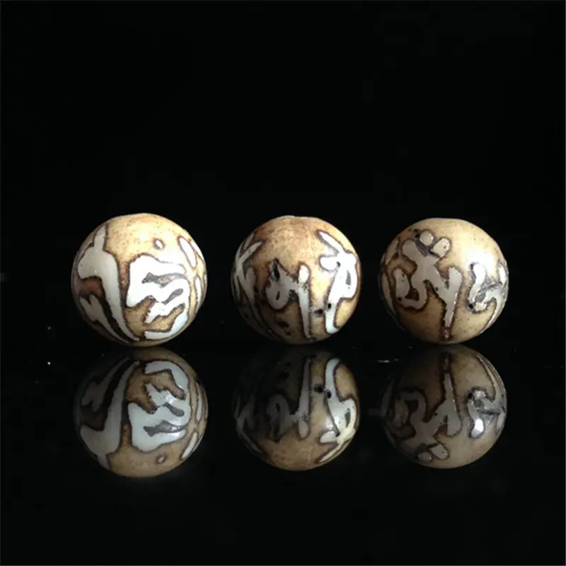 TSB0160 Tibet OM Mantras Prayer Beads Nepal Old Naga Conch Shell Round Loose Beads 8-9mm 10beads lot