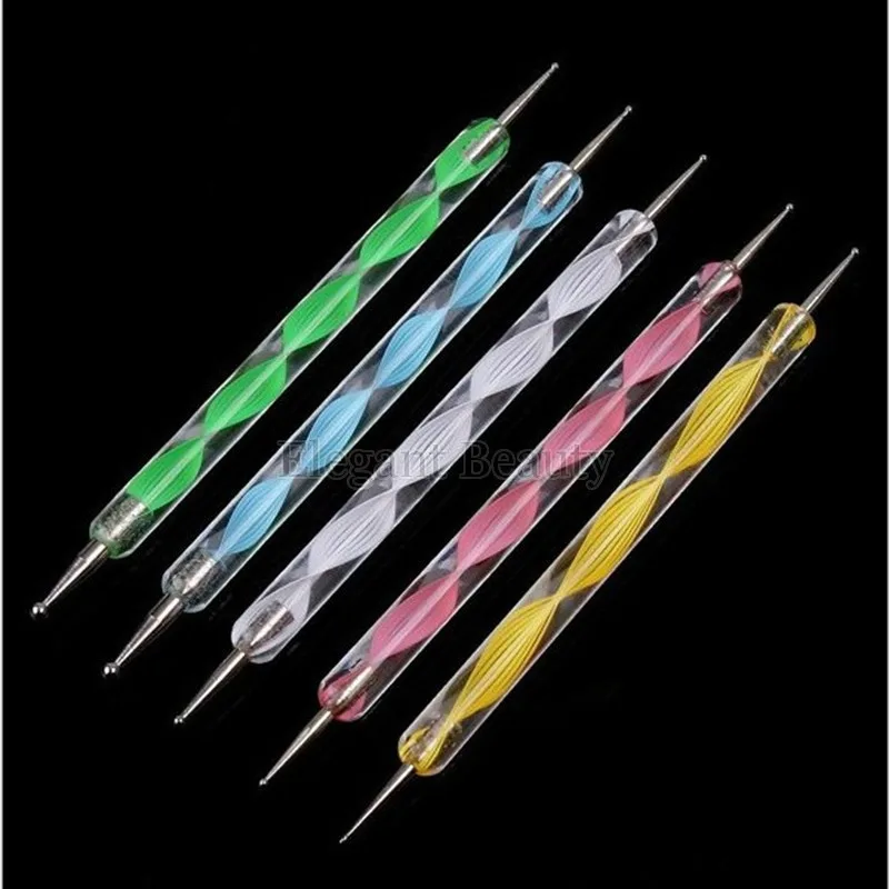 

Wholesale 2-Ways acrylic Dotting pen Nail Art accessories Tool 5pcs/set PMMA nail Polish Paint 50sets/lot free EMS/DHL shipping