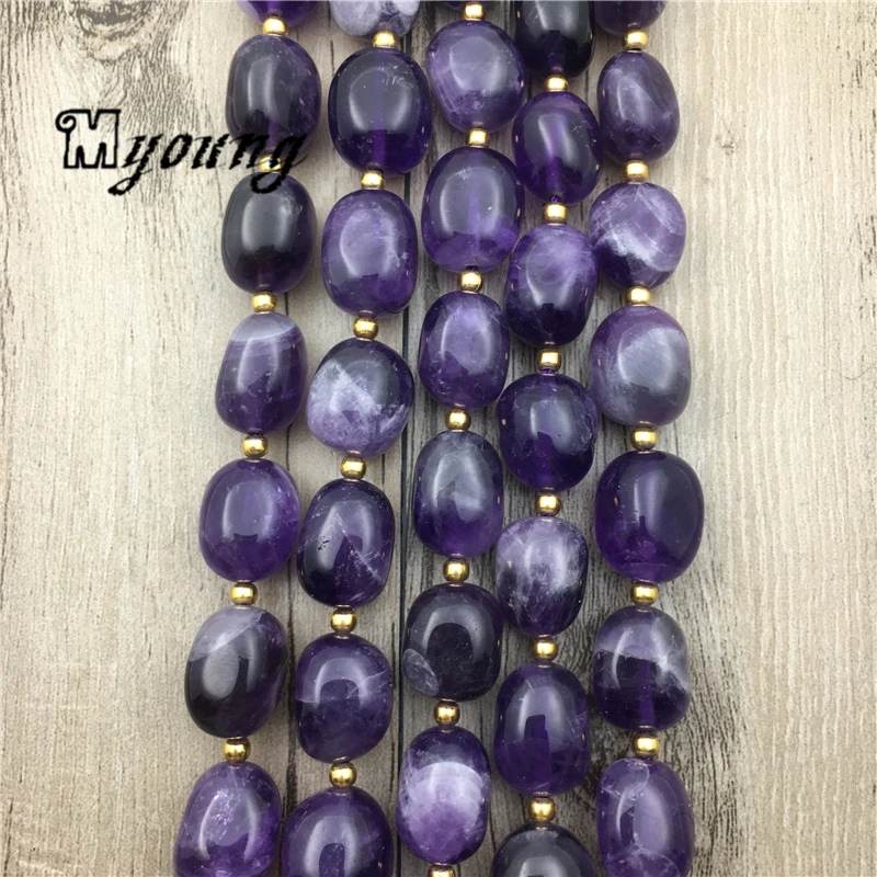 Egg Shape Polished Amethysts Beads,Purple Nature Stone Crystal Beads For DIY Jewelry 3 strands/lot  MY1779