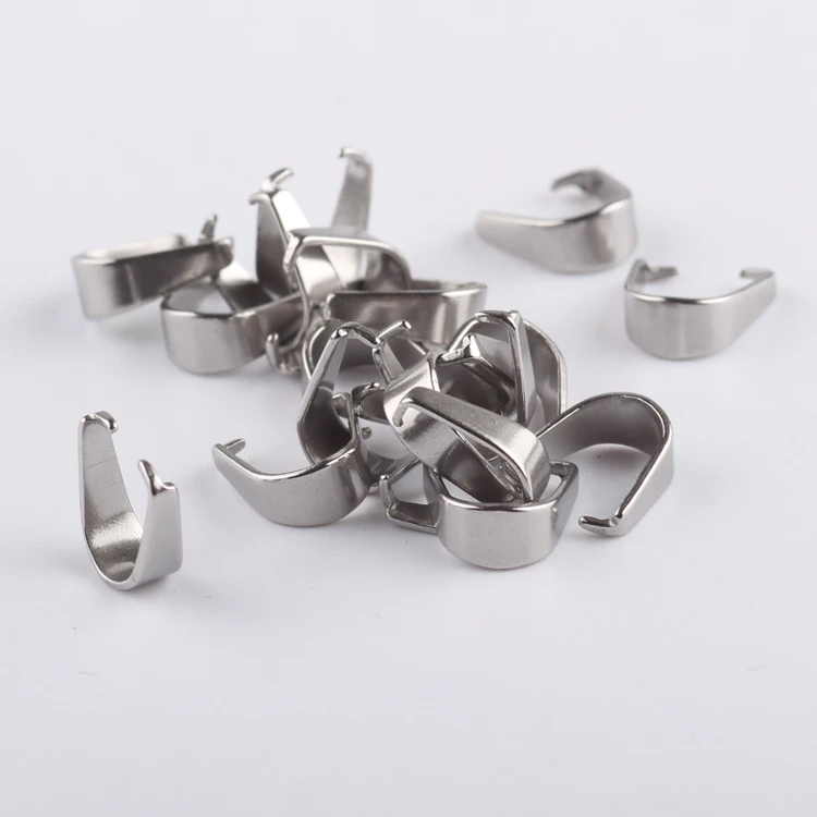 reidgaller 100pcs 4*9mm stainless steel pinch bail diy pendant bails for jewelery making accessories