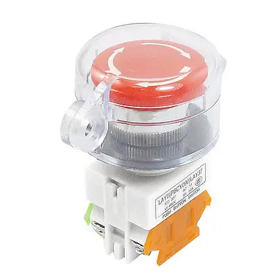 DPST Ui 660V Ith 10A Emergency Stop Push Button Switch w Clear Protection