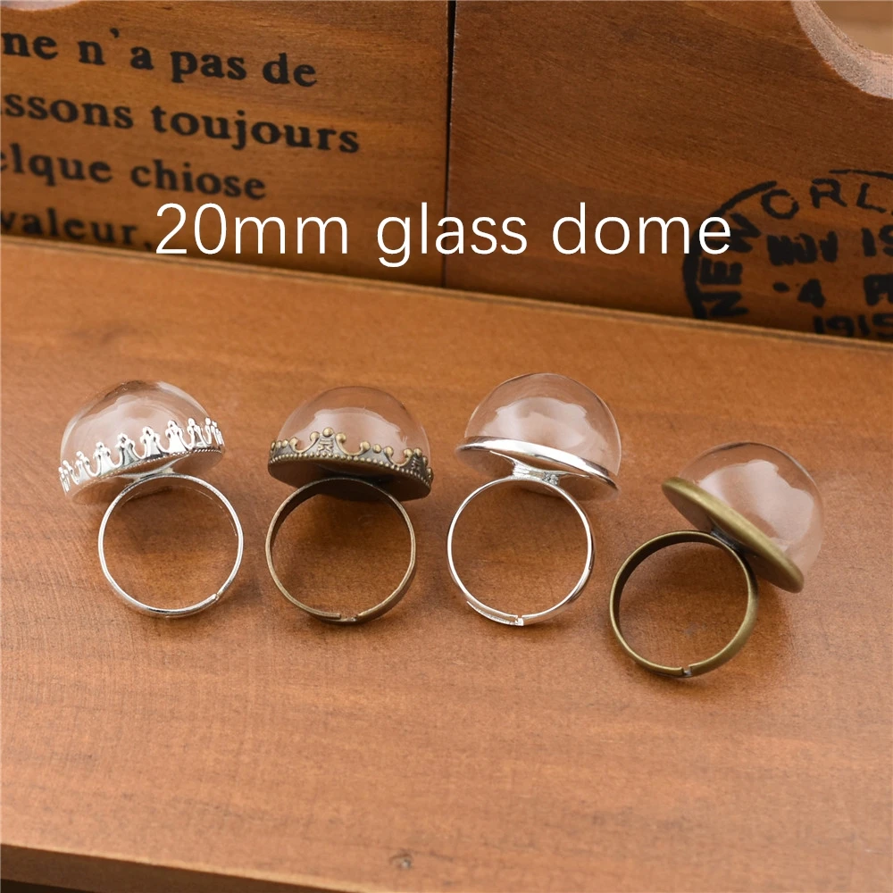 Cúpula de vidrio hueco de 2 piezas, conjunto de accesorios de anillo, viales de globo de vidrio, botella de vidrio, joyería