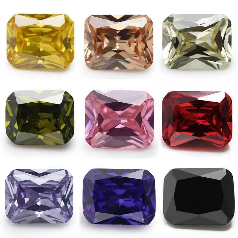 Size 4x6~13x18mm Octangle Shape 5A Lavender Pink Red Color CZ Zircon Stone Synthetic Gems Cubic Zirconia For Jewelry