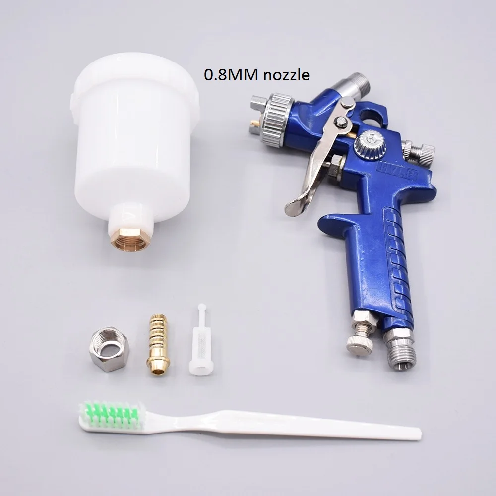 H-2000 Airbrush HVLP Spray Gun with 0.8mm 1.0mm Steel Nozzle Cars Painting Furnitures Painting Kit Car Auto Repair Tool DIY