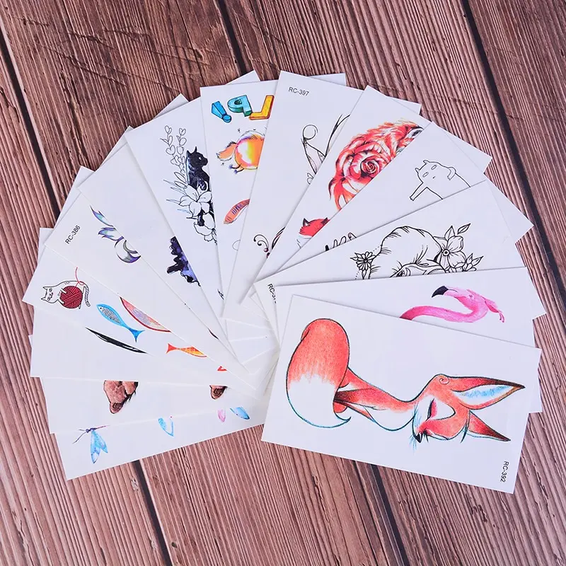 1 Sheet Butterfly fox bear Animal Pattern Women Girl Body Art Temporary Tattoo Removable Beauty Decal Waterproof Tattoo Sticker