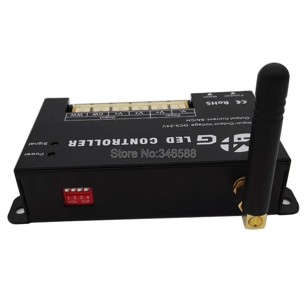 DC5-24V 8Ax 2 Channel Color Temperature Adjustable Controller RF202 with 2.4GHz RF Touch Remote for Dual White(CW/WW) LED Strips