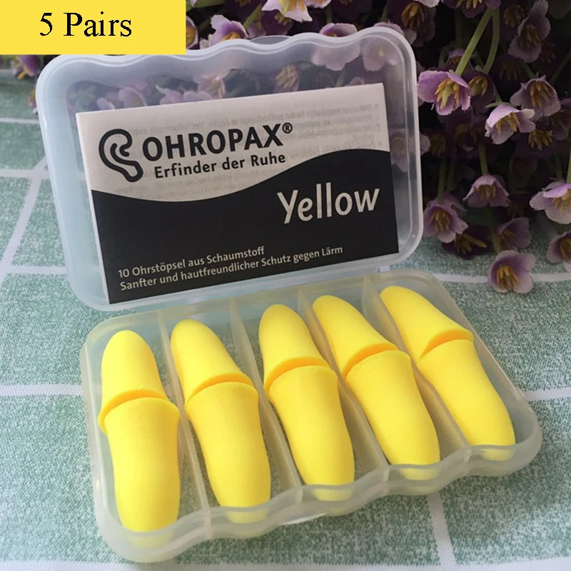 5 Pairs Ohropax Yellow M Size Earplugs Unisex Soft Cotton Ear Protector For Travel Study Sleep Mute Noise Reduction Ear Plugs