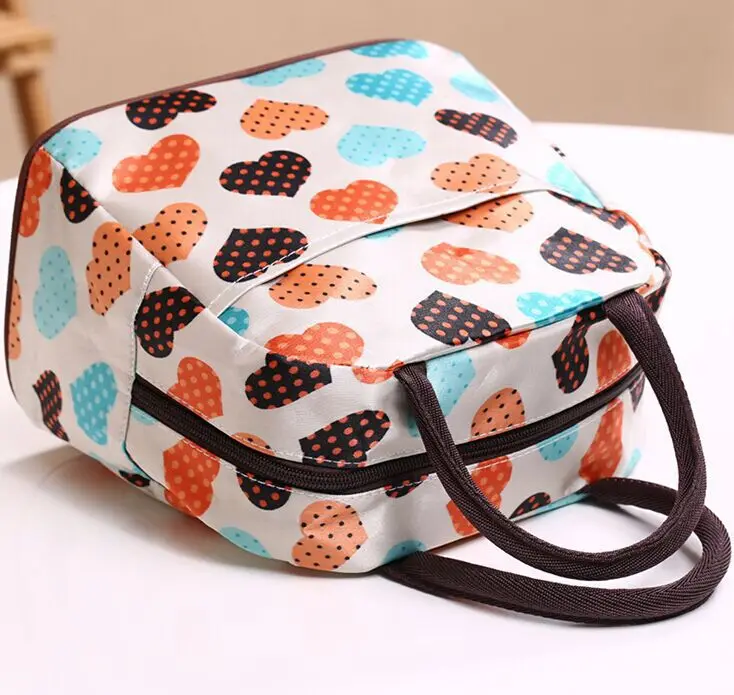 Beige love pattern Popular Lunch Bags Cooler for Women Kids Used Thermal Bag Lunch Box Food Picinic Bag Lancheira Thermo -15