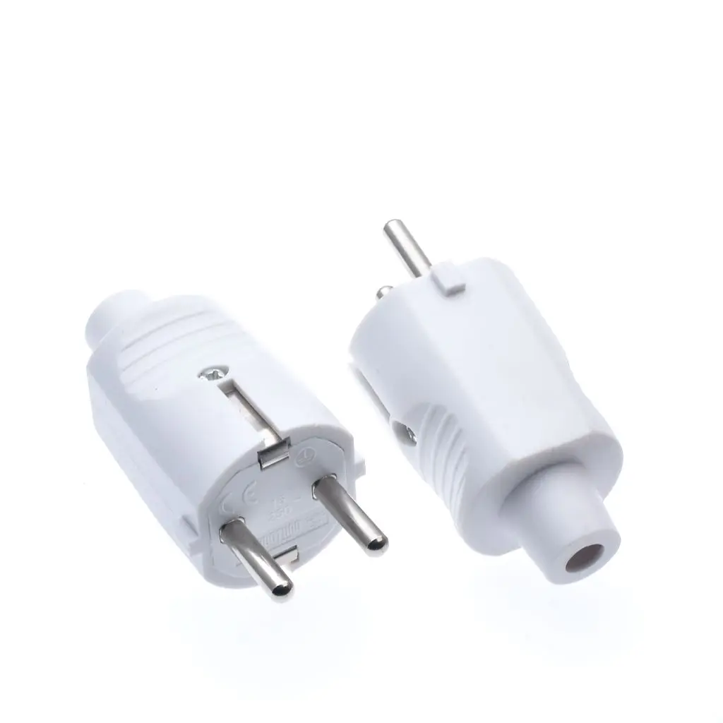 White 250v 16a french Russia Korea German EU Schuko Plug power cord wired cable Socket Male Female Assembly Receptacle connector