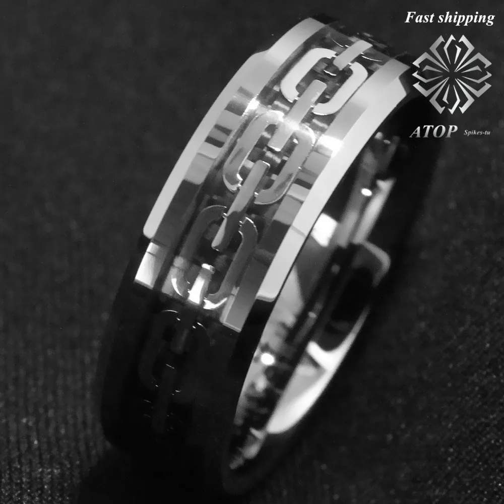 NEW 8Mm 925 sliver men\'s jewerly chain center Tungsten Carbide Ring Wedding Band Customized Jewelry Free Shipping