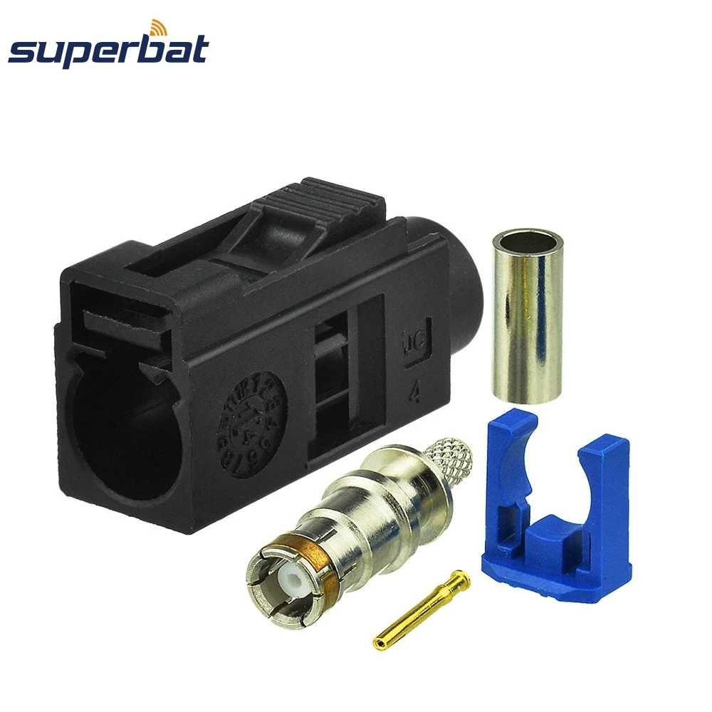 Superbat-Female Crimp RF Connector, Fakra A Black, Aplicar para Rádio Sem Fornecimento Fantasma, RG316,RG174,LMR100,RG178, 9005, 10pcs