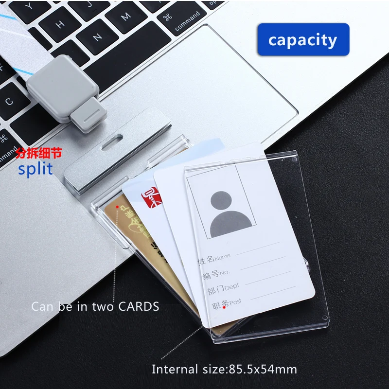 DEZHI-Acrylic Clear Access Card ID IC Card Badge Holder Work Card with Polyester Lanyard, LOGO Custom Neck Rope