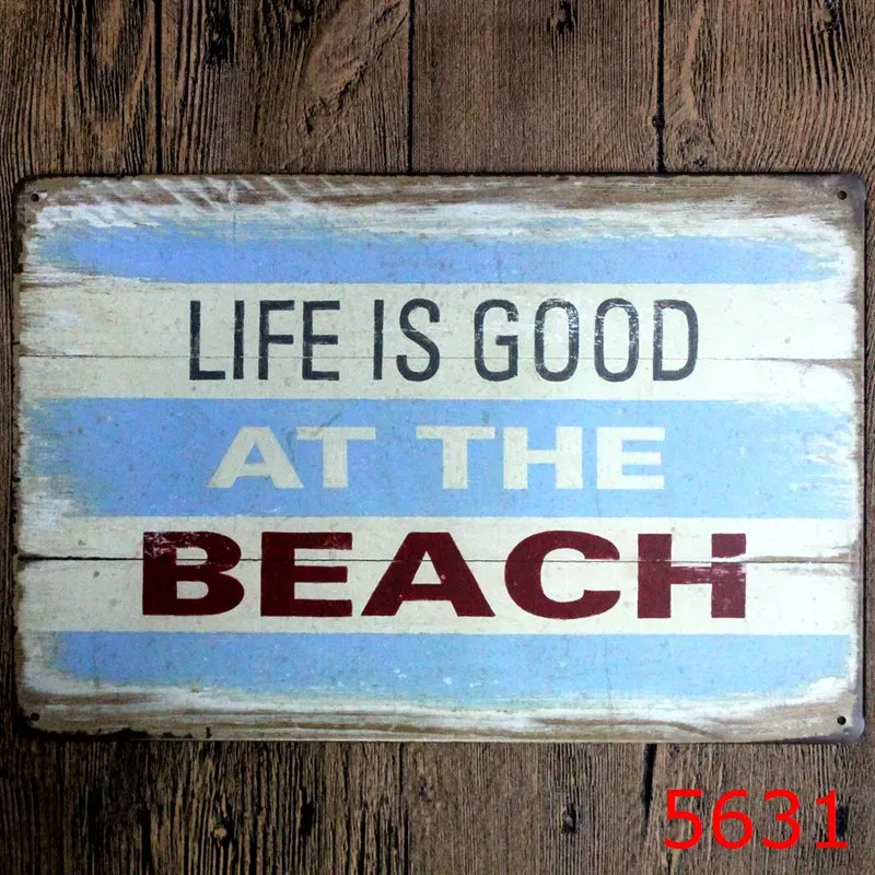 YZFQ Love The Beach Metal Tin Sign Summer Beach Holiday Retro Metal Plaque  Wall Bar Man Cave Home Art Decor 30X20CM A-5631