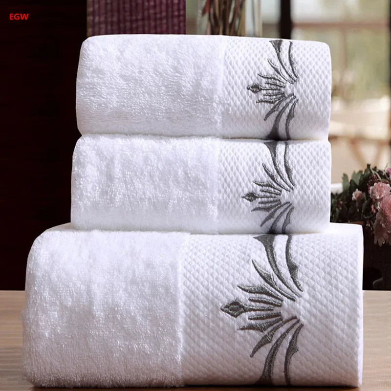 3pcs Set Asciugamano Bianco 100% Cotone Pakistan Cinque Star Hotel Casa Toalla Lettera Ricamato Adulti Coppia Regalo Viso Vasca Da Bagno panno per