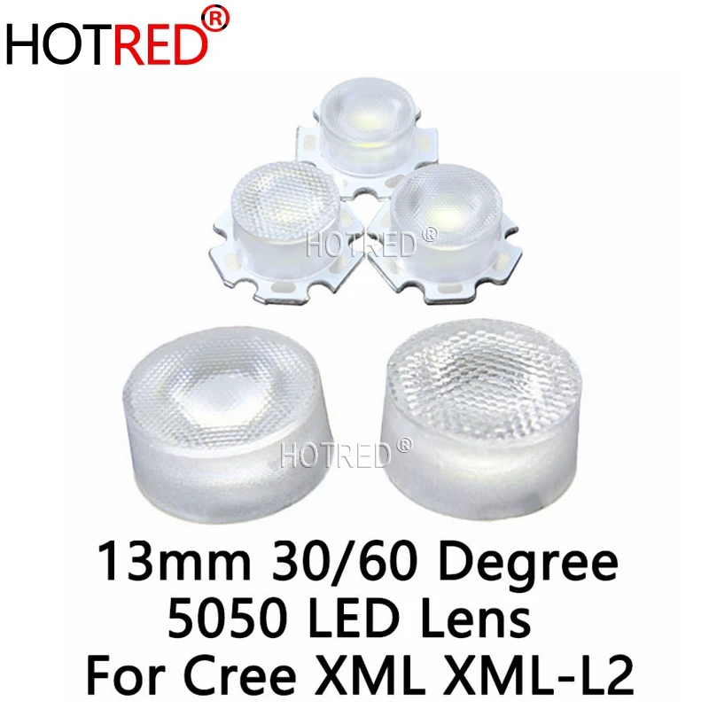 10pcs Lenses 13.5mm 5050 XML T6 XML-L2 LED Lens 30 60 Degree XHP50 Optical Grade PMMA Led Lens Holder Plano Reflector Collimator