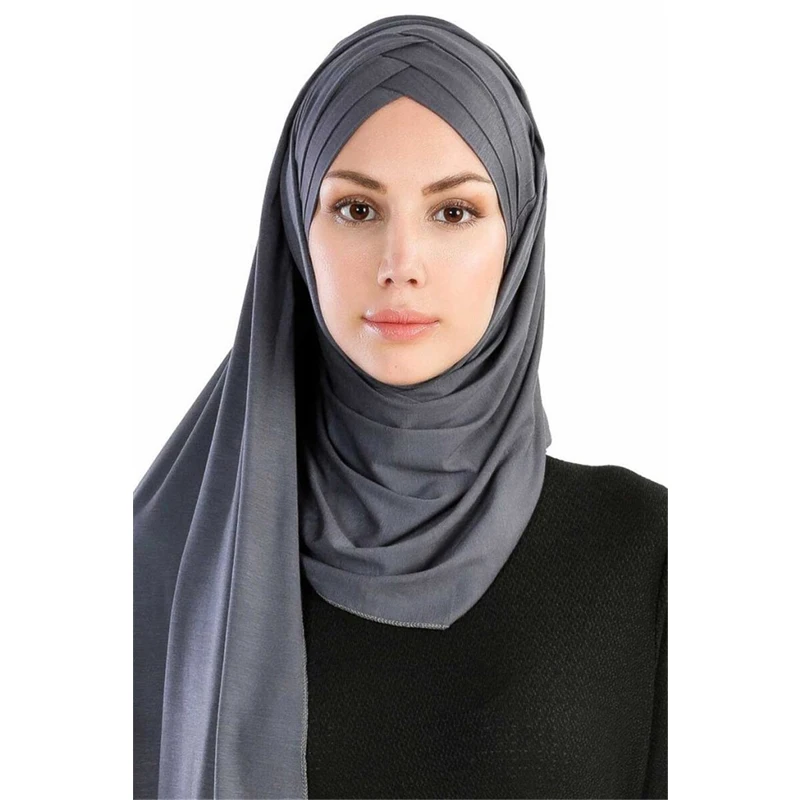 2023 New Women Jersey Scarf Soft Plain Cotton Instant Hijab Shawls and Wraps foulard femme muslim Hijabs Ready To Wear Headscarf