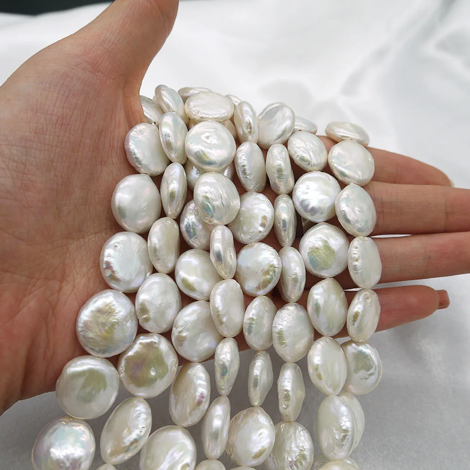 11-12mm Natural Button Pearl Semi-finished One Strand Necklace Accessory Keshi Pearl Jewelry Components