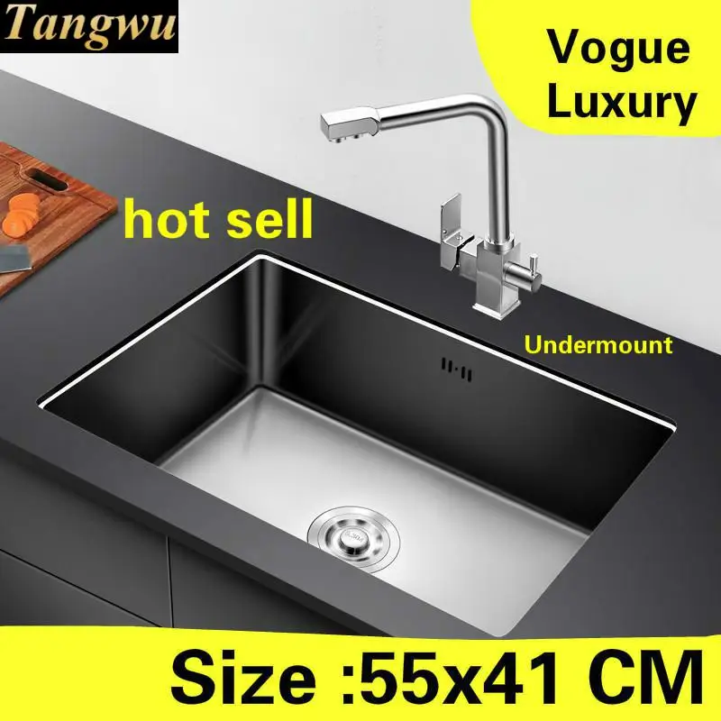 

Free shipping Home small kitchen manual sink single trough high quality wash vegetables 304 stainless steel hot sell 55x41 CM