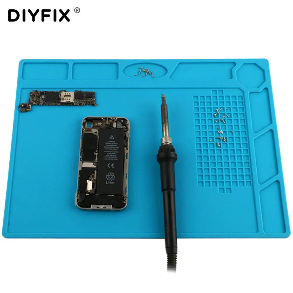 

DIYFIX Heat Insulation Silicone Pad Desk Mat Maintenance Platform for BGA Soldering Repair Station with Screw Position