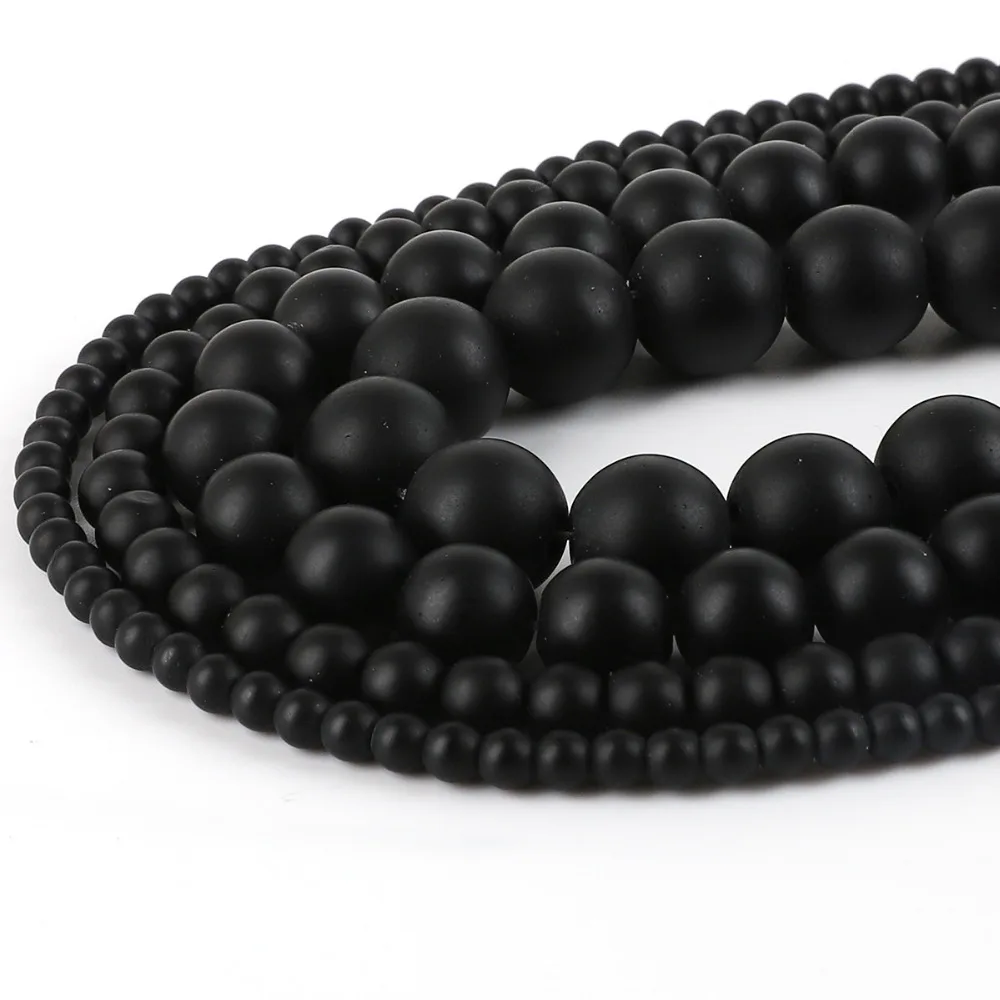 Good Quality Black Frost Dull Polish Matte Onyx Agated Round natural Stone Beads 16